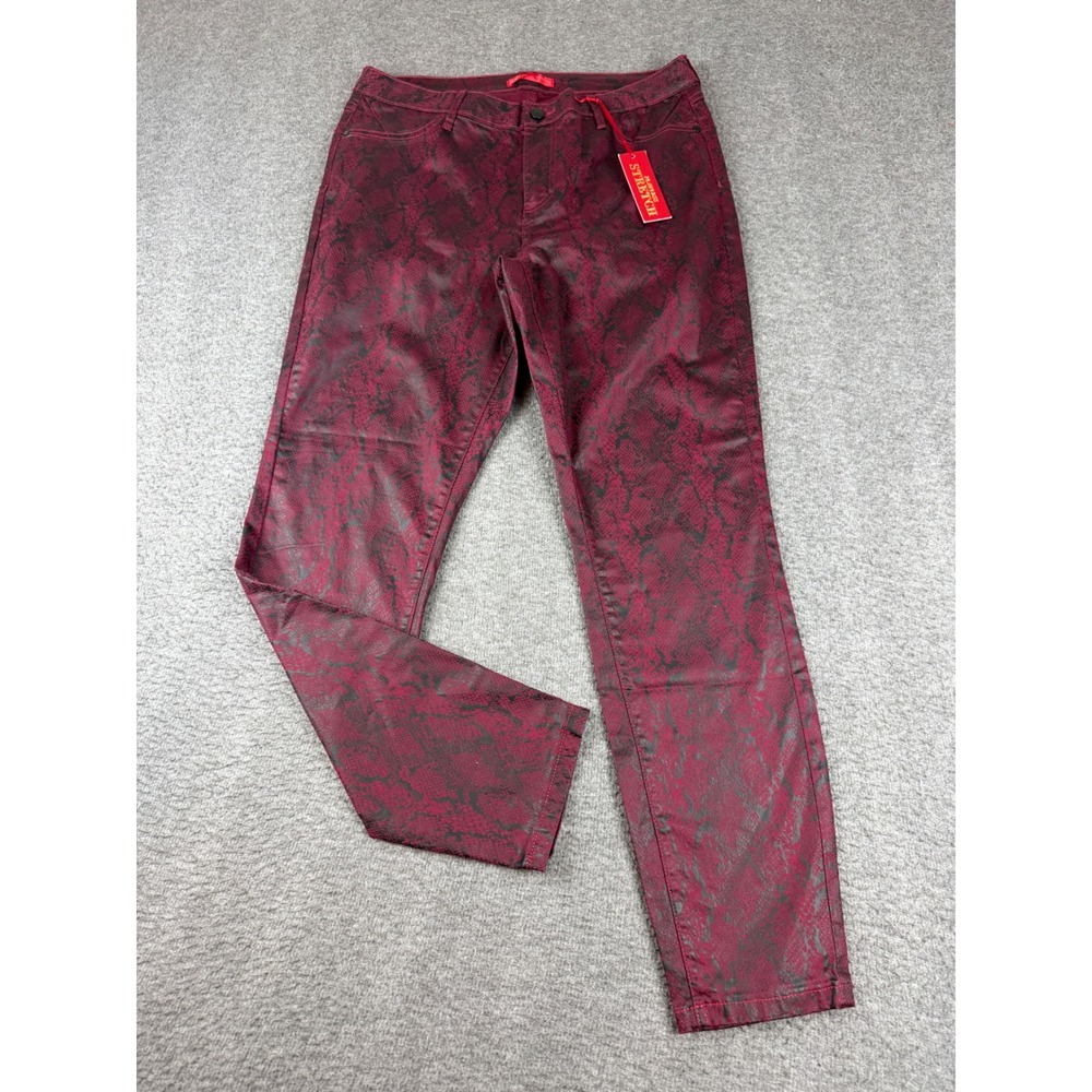 Jennifer Lopez Super Skinny Pants Women's 14 Burgundy Snakeskin Flawless Stretch